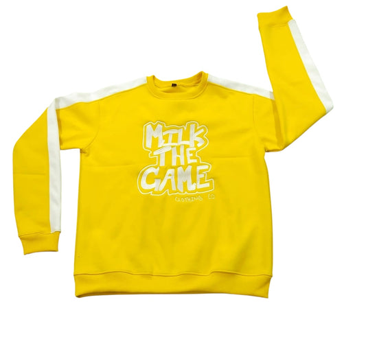 Yellow solids are stripes sweater